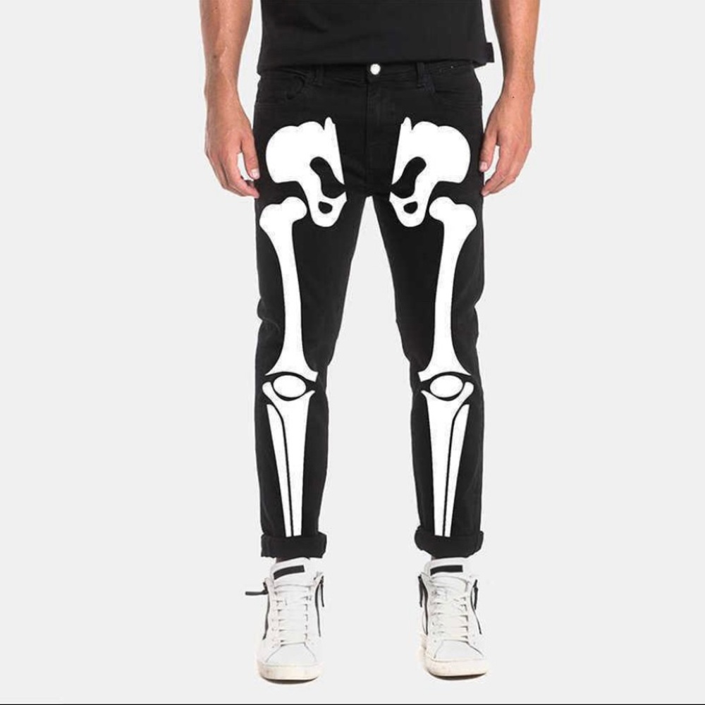 Black skeleton Fashion jeans for men.